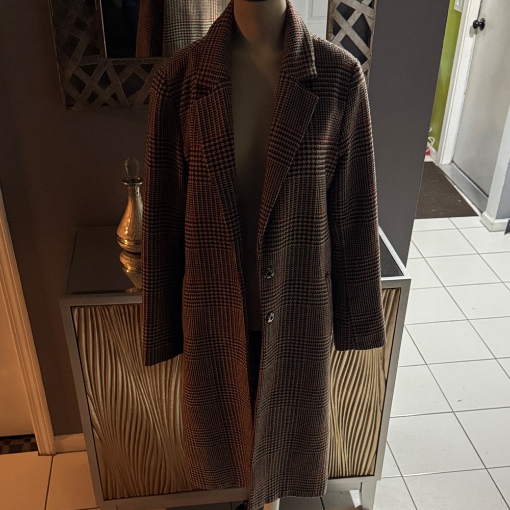 Forever 21 Women's Brown Plaid Coat
